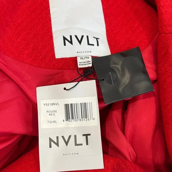 NWT NVLT Retro Coat Jacket Red Sz XL